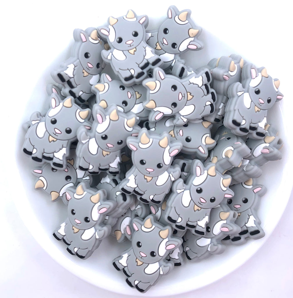 Goat Silicone Beads--Light Gray