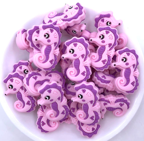 Seahorse Silicone Beads--Purple