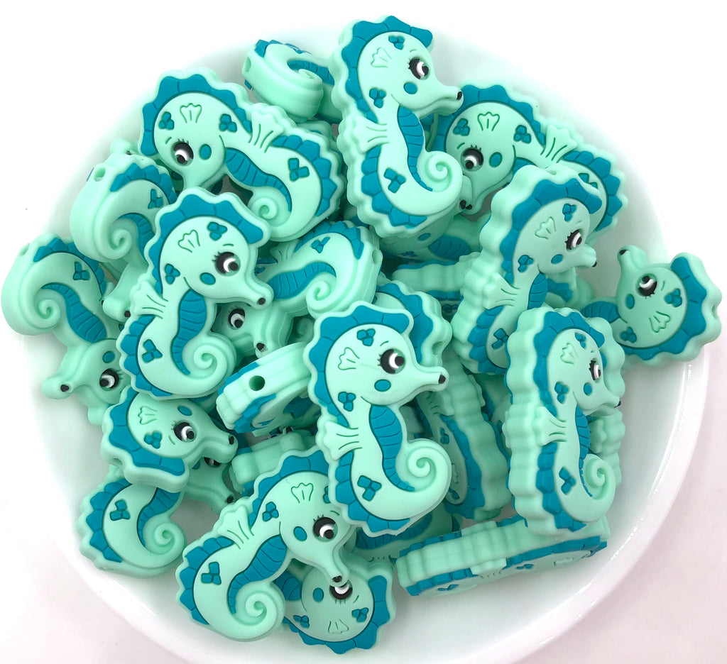 Seahorse Silicone Beads--Mint