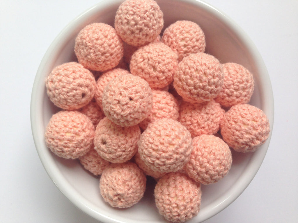 Peach Crochet Wood Beads