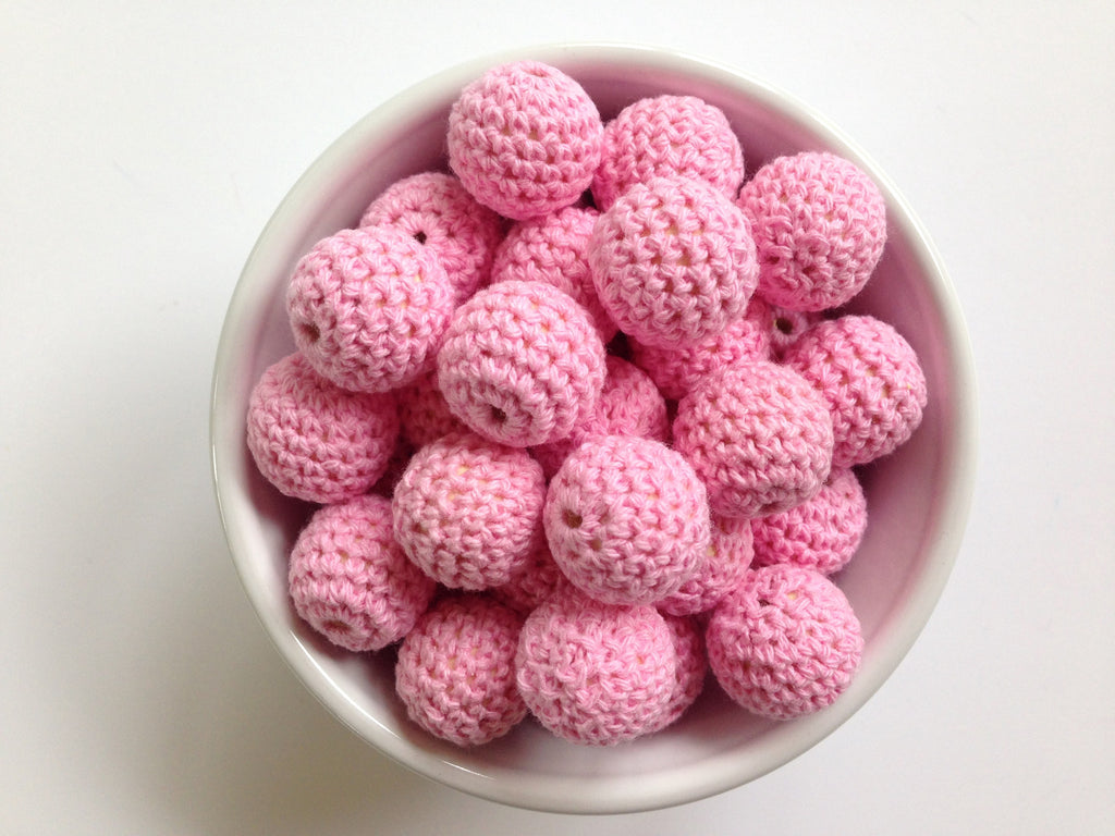 Pink Crochet Wood Beads