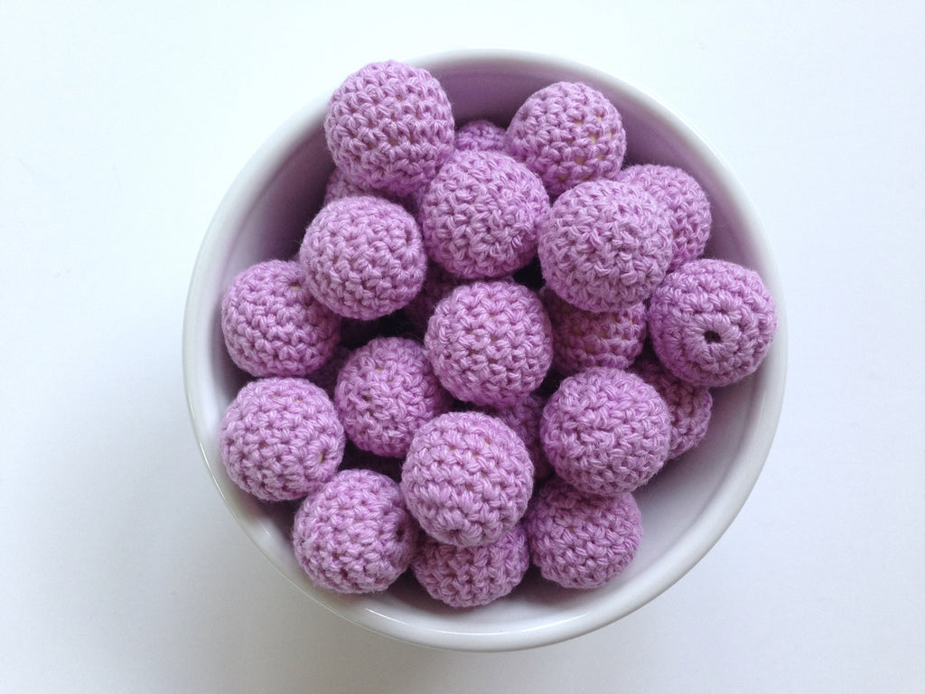 Lavender Purple Crochet Wood Beads