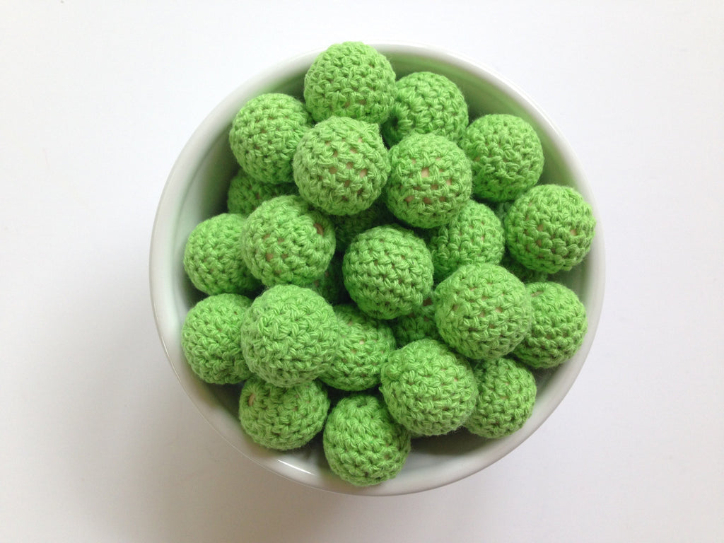 Lime Green Crochet Wood Beads