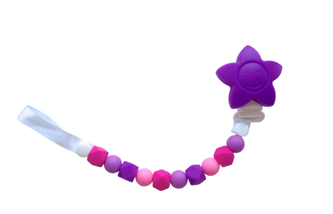 Pink & Purple Pacifier Clip Chain