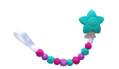 Turquoise, Pink & Purple Pacifier Clip Chain