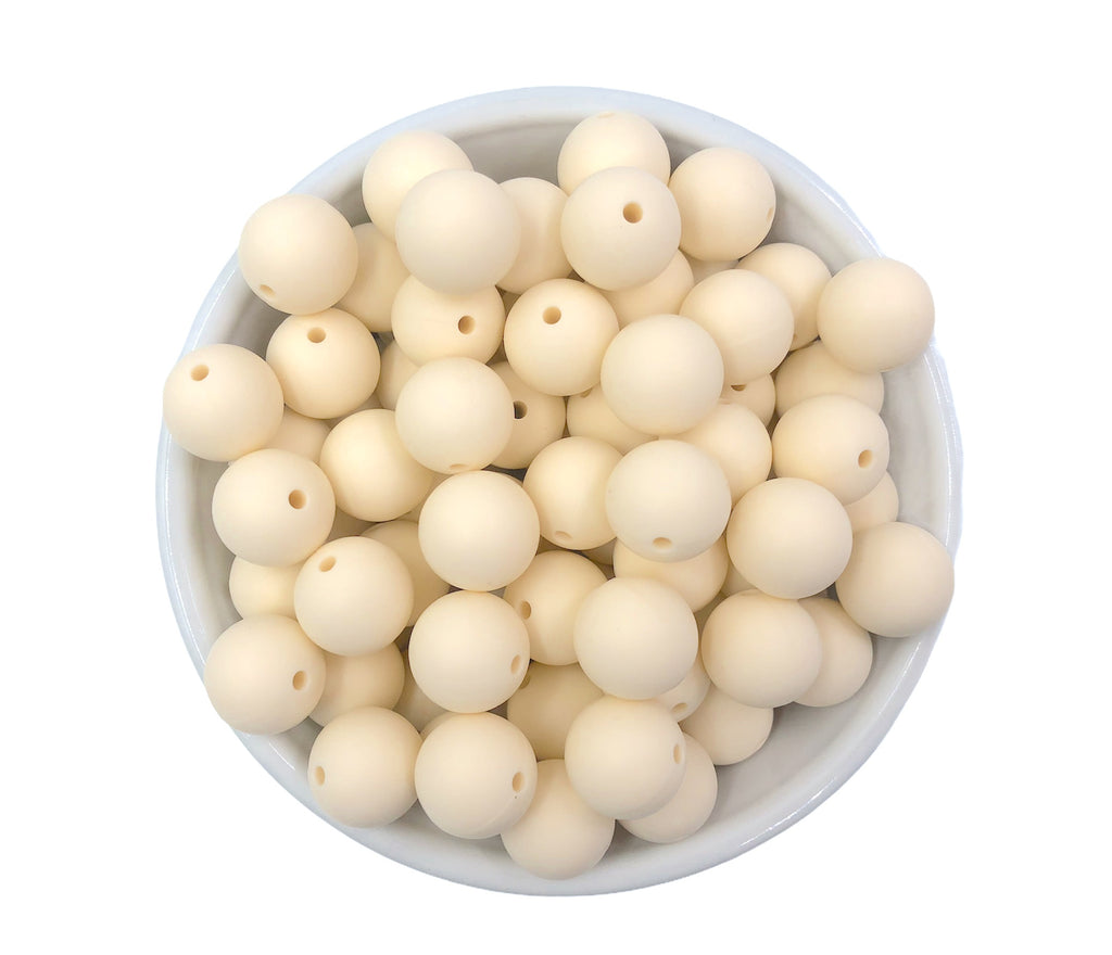 15mm Ivory Silicone Beads
