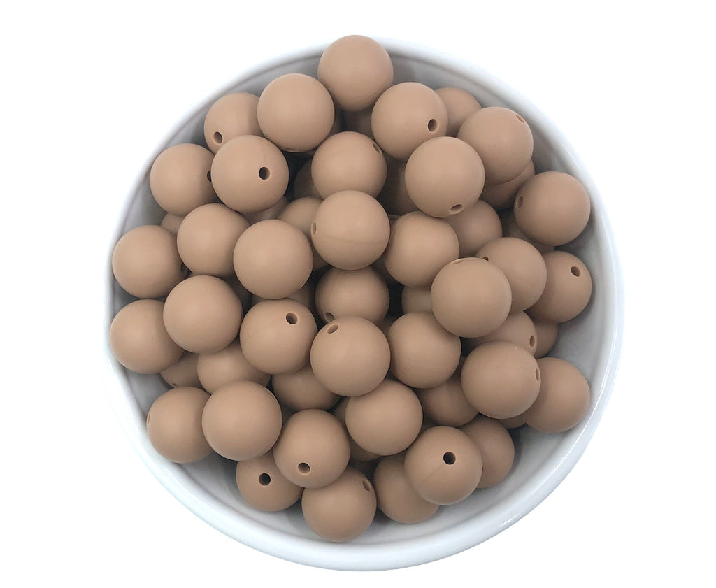 15mm Latte Silicone Beads