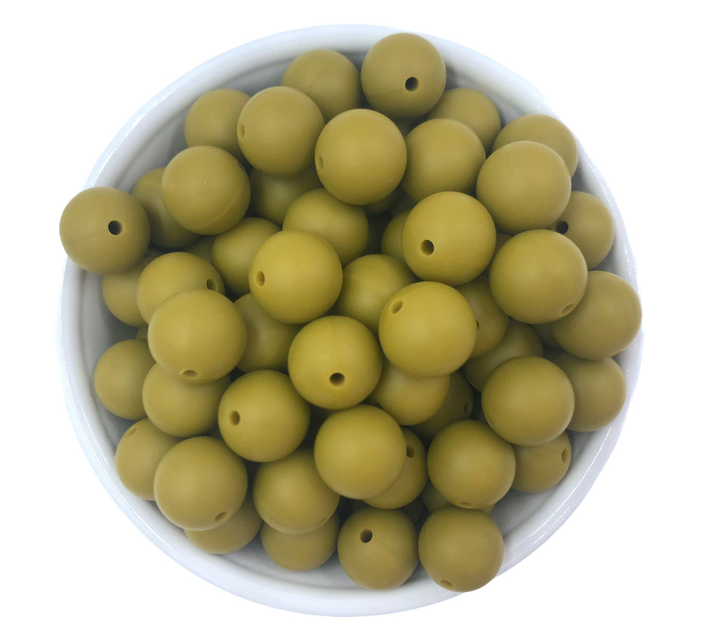 15mm Moss Silicone Beads