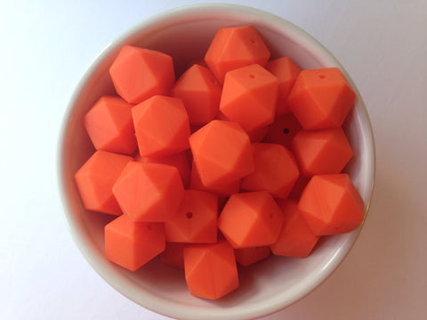 Fire Orange Hexagon Silicone Beads