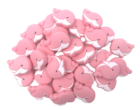 Pink Quartz Whale Silicone Beads