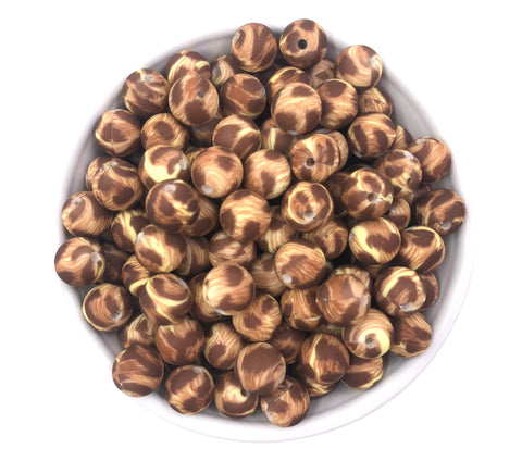 Brown Leopard Silicone Beads--12mm