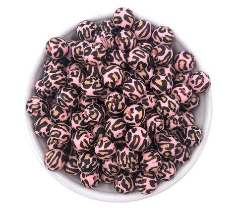 Limited Edition!   Pink Leopard Silicone Beads--12mm