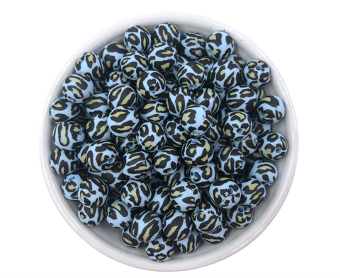 Limited Edition!   Blue Leopard Silicone Beads--12mm