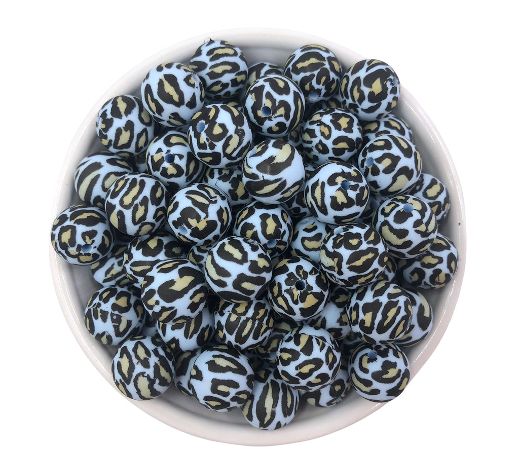 Limited Edition!  Blue Leopard Silicone Beads-19mm