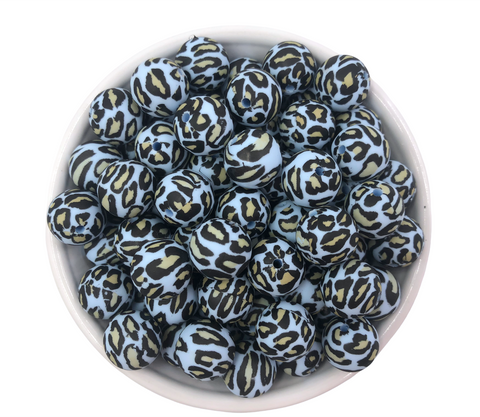 Limited Edition!   Blue Leopard Silicone Beads-15mm