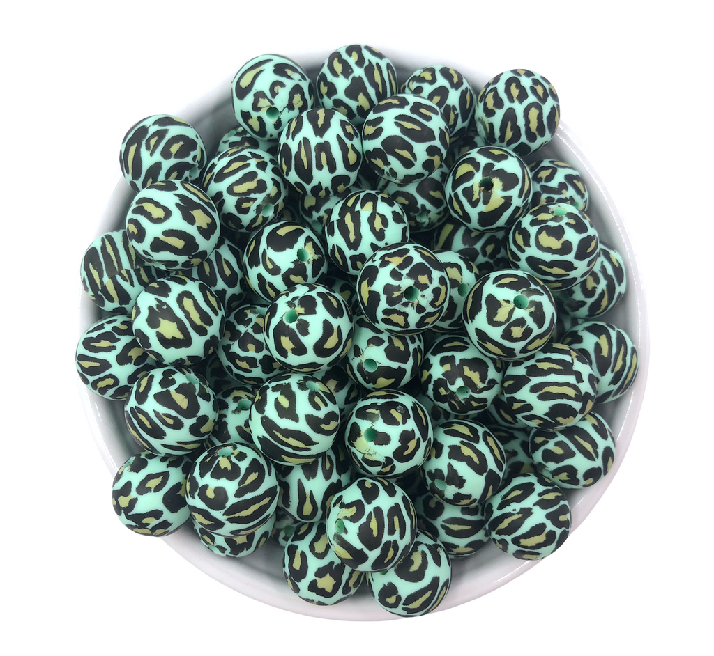 Limited Edition!   Mint Leopard Silicone Beads-19mm