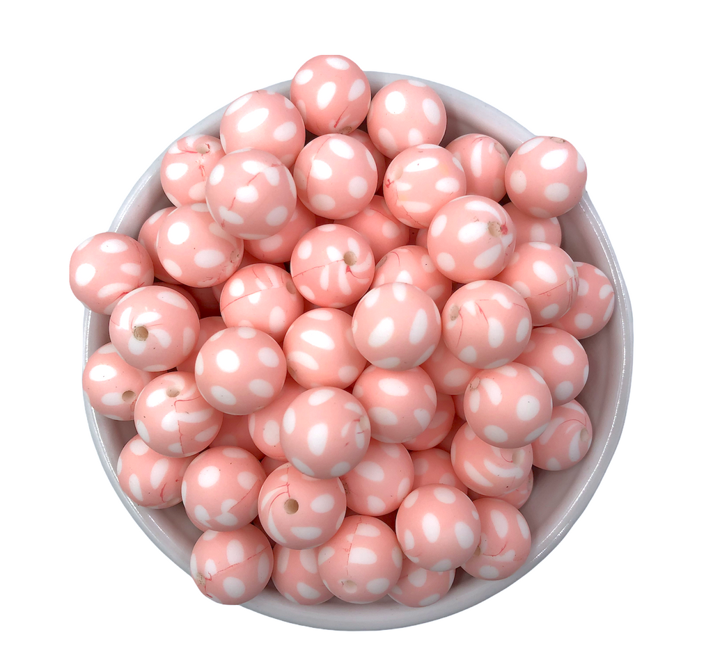 15mm Light Pink Polka Dot Silicone Beads