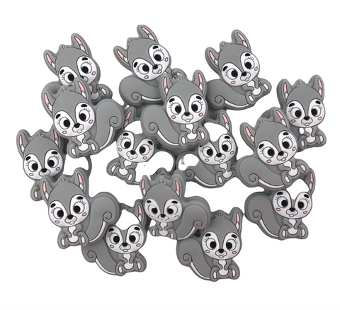 Light Gray Squirrel Silicone Beads