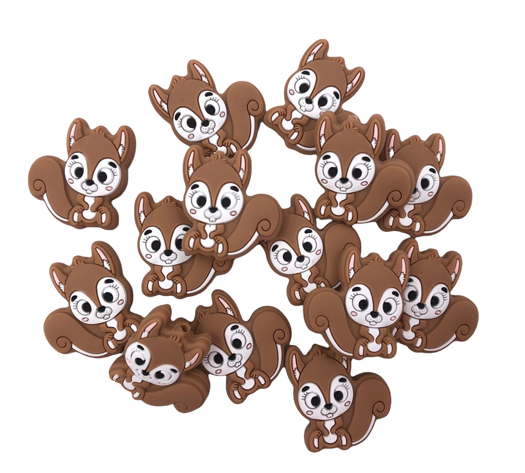 Brown Squirrel Silicone Beads