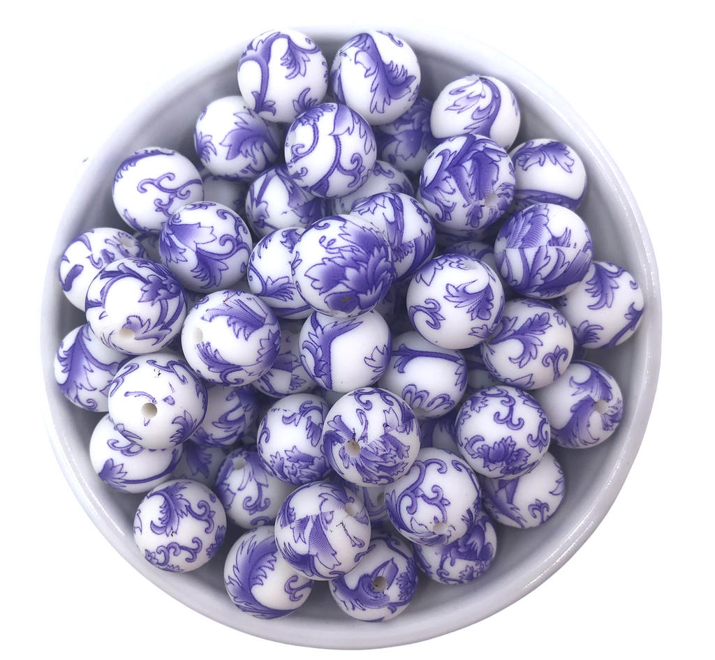 15mm Purple Flower Silicone Beads