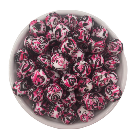 15mm Double Heart Silicone Beads