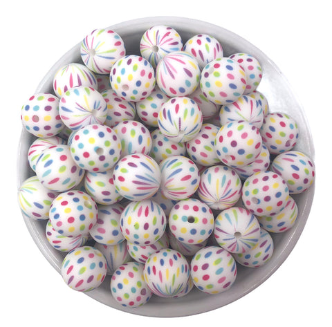 15mm Multi-Colored Polka Dot Silicone Beads