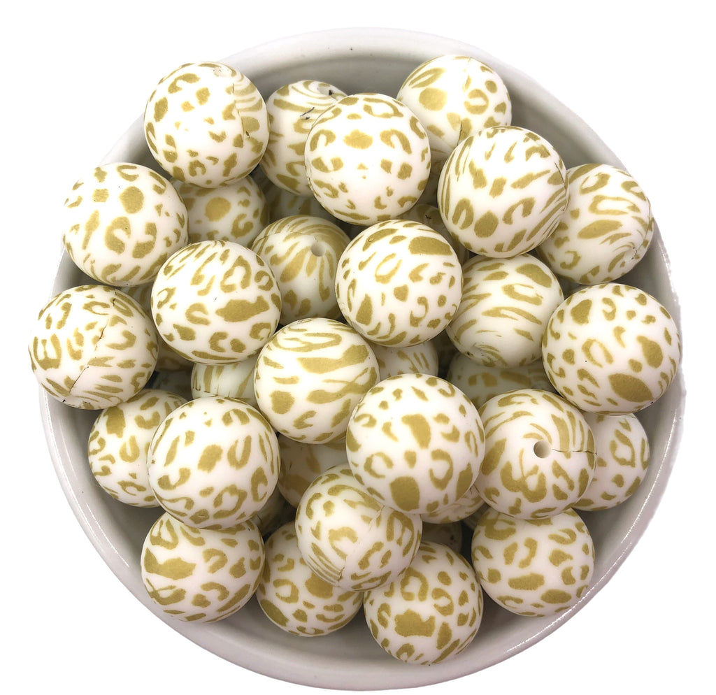Gold Leopard Silicone Beads--19mm