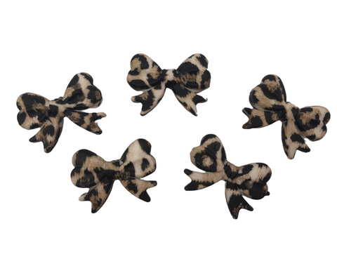 Black Leopard Bow Silicone Beads
