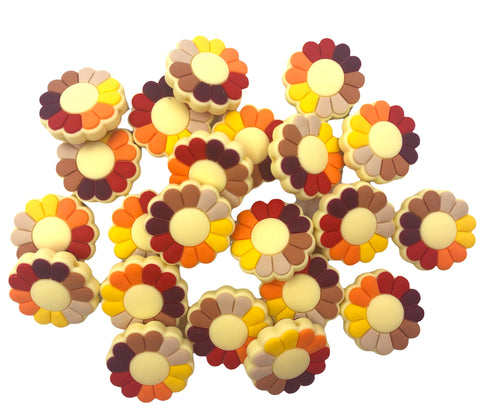 Red, Orange & Yellow Flower Silicone Beads