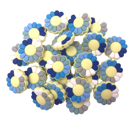 Shades of Blue Flower Silicone Beads