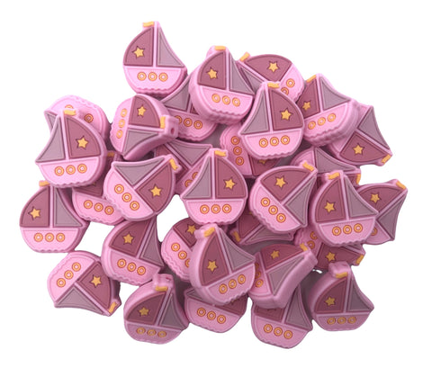 Pink Sailboat Silicone Beads