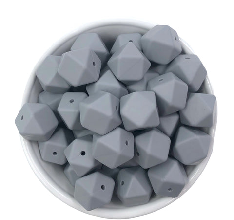 14mm Stone Gray Mini Hexagon Silicone Beads