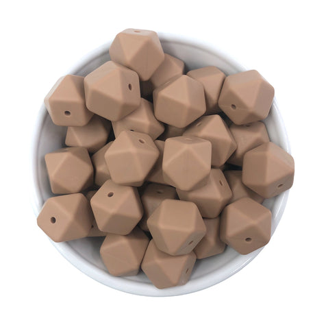 14mm Latte Mini Hexagon Silicone Beads