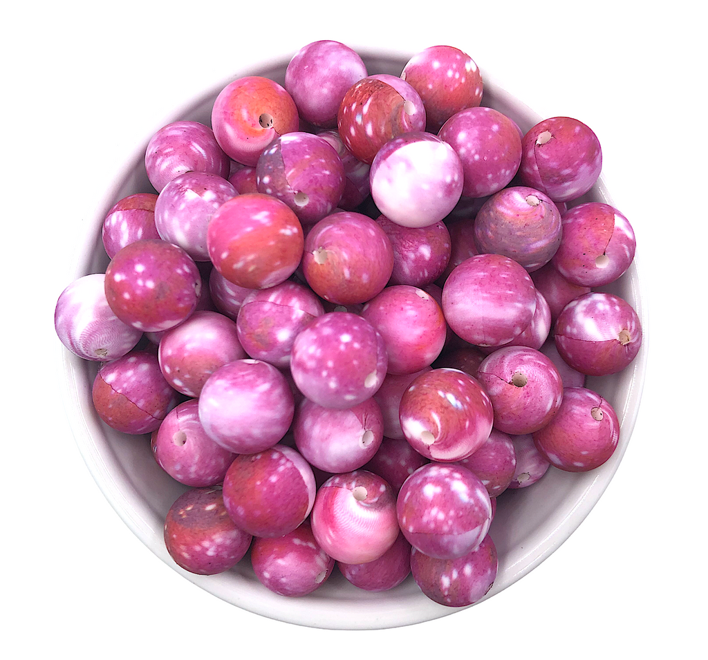 15mm Pink Galaxy Silicone Beads
