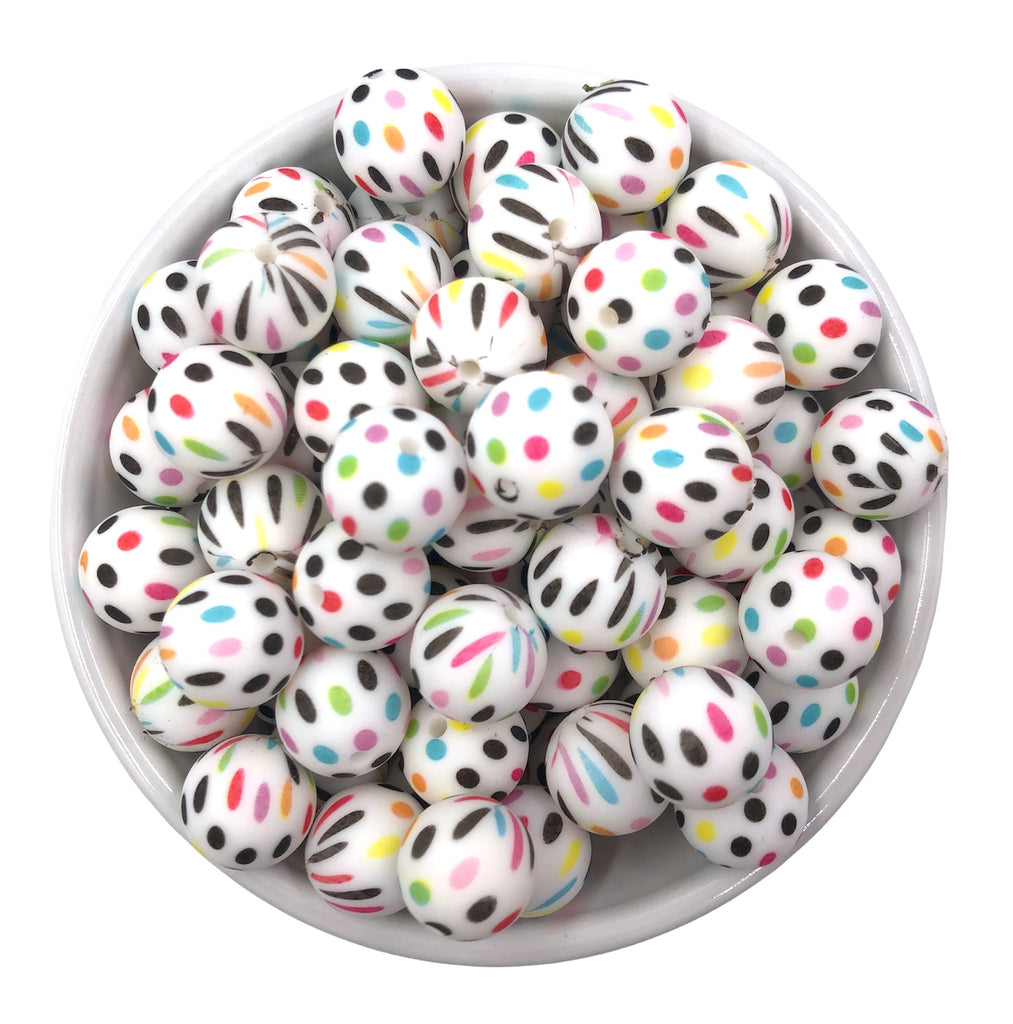 15mm Bright and Bold Polka Dot Silicone Beads