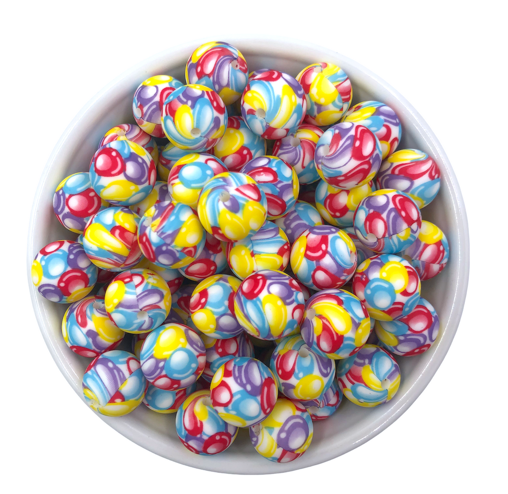 15mm Watercolor Silicone Beads