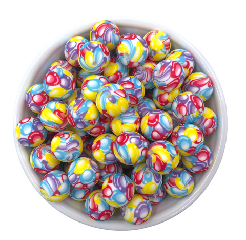 15mm Watercolor Silicone Beads