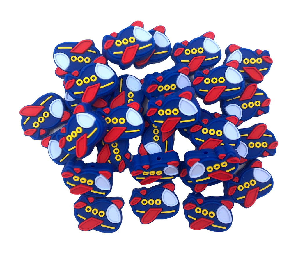 Royal Blue Airplane Silicone Beads