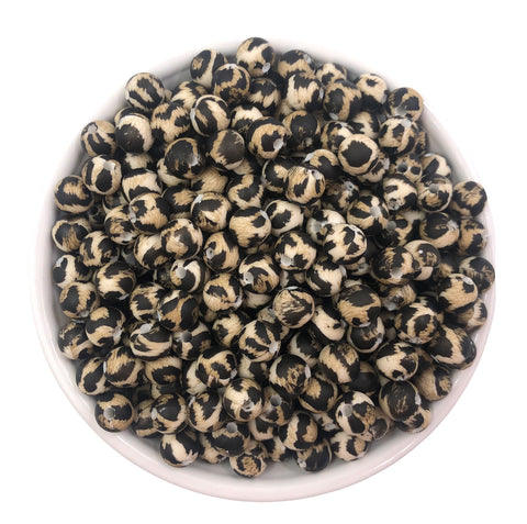 Black Leopard Silicone Beads--9mm