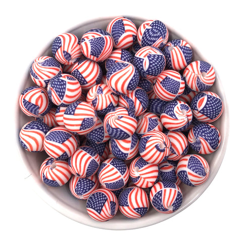 15mm American Flag Silicone Beads