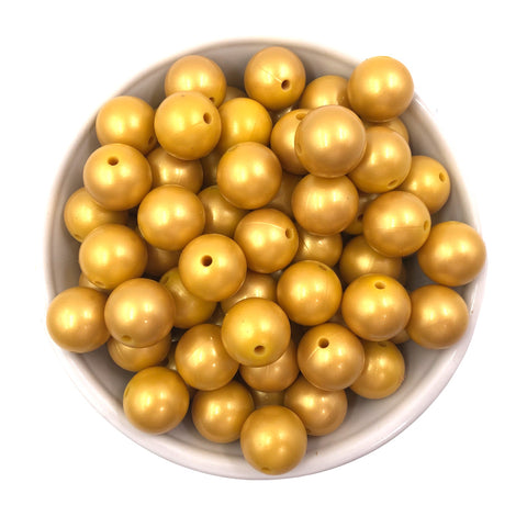 NEW 15mm Metallic Yellow Gold Print Beads