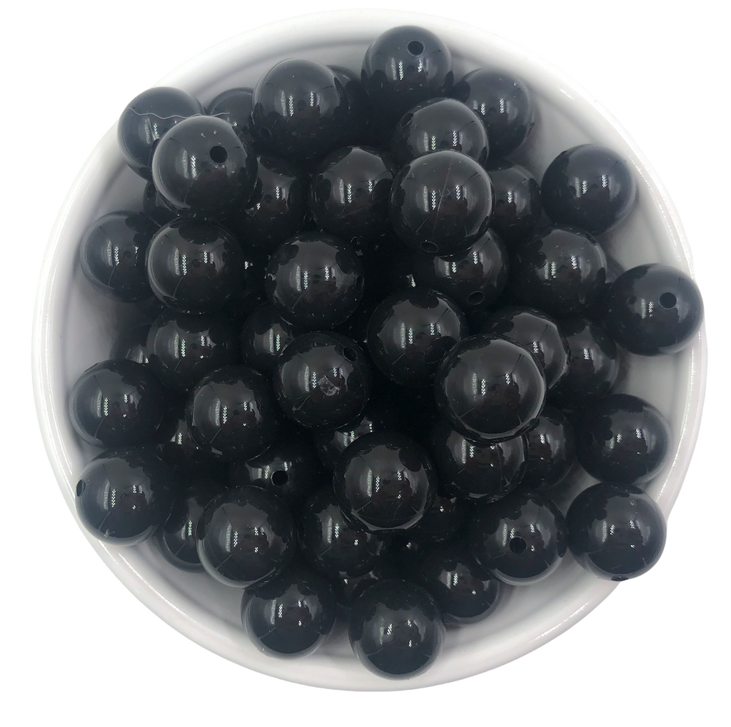 15mm Black Gloss Silicone Beads