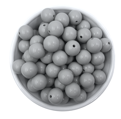 15mm Light Gray Gloss Silicone Beads