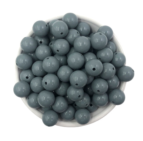 15mm Gray Gloss Silicone Beads