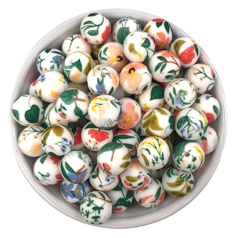 15mm Spring Flowers Silicone Beads