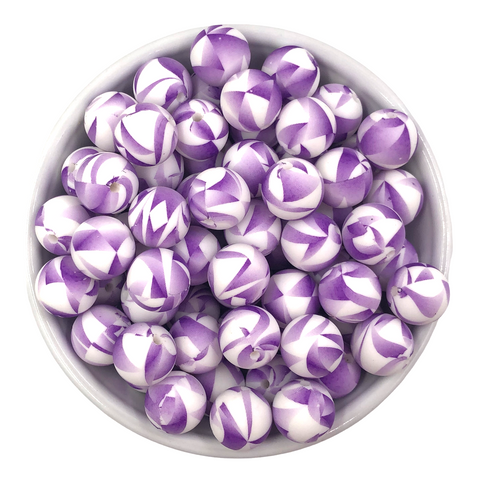 15mm Purple Polygon Silicone Beads
