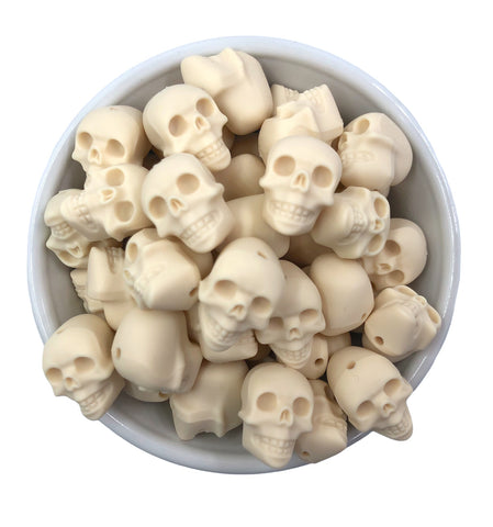 Skull Silicone Beads--Beige