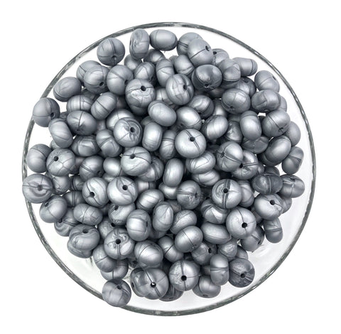 Metallic Silver Mini Abacus Silicone Beads