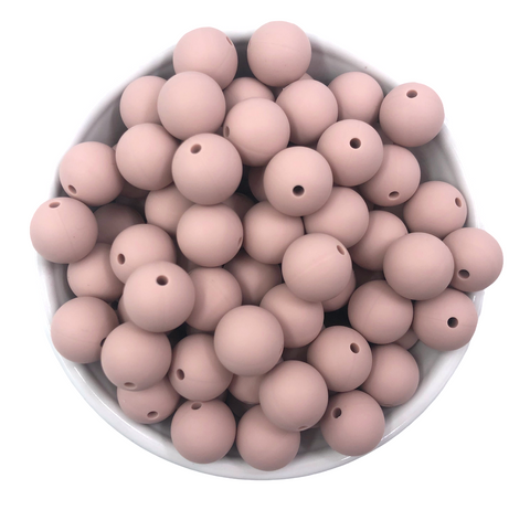 15mm Dust Pink Silicone Beads
