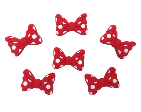 Strawberry red Polka Dot Bow Bead